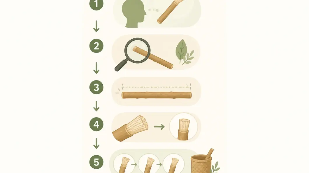 Infographie en cinq étapes pour choisir un miswak selon son usage